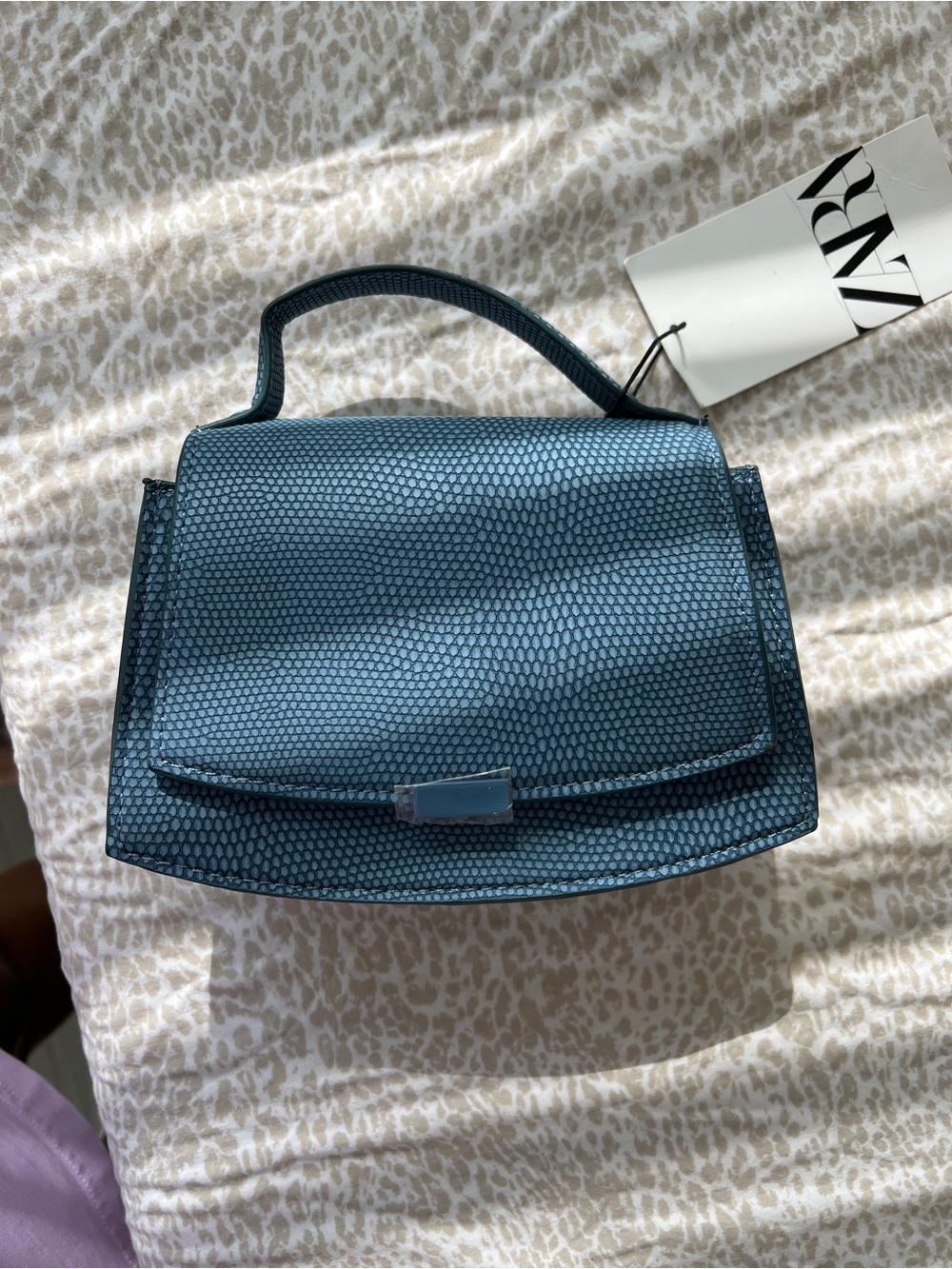 ZARA Teal Mini Top-Handle Crossbody Bag NWT